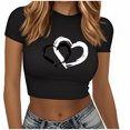 thumbnail image 1 of Plebaso T-Shirts Courts Graphiques pour Femmes à Manches Courtes, Imprimés, Ajustés, Col Rond, Décontractés, T-Shirts d'Été pour Femmes, 1 of 5