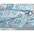 thumbnail image 2 of Soimoi Rayon Fabric Bird & Reindeer Face Patchwork Print Fabric by The Yard 42 Inch Wide, 2 of 3