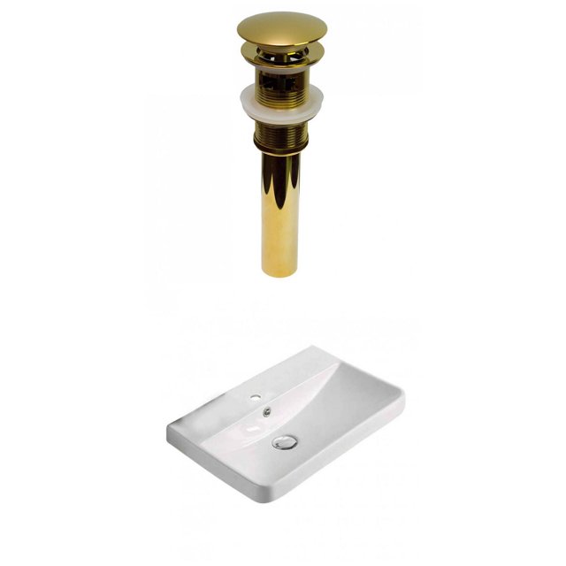 American Imaginations 19.88-in. W 1 Hole Ceramic Top Set In White Color - Overflow Drain Incl. AI-30725