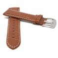 thumbnail image 2 of 24mm Mens' Alligator Style Leather Watch Strap Band, White Stitching, Stainless Steel Buckle, 2 of 7