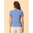 thumbnail image 4 of INSPIRE CHIC Blouse à Manches Bouffantes d'Été pour Femme à Col Peter Pan Bleu TG, 4 of 5