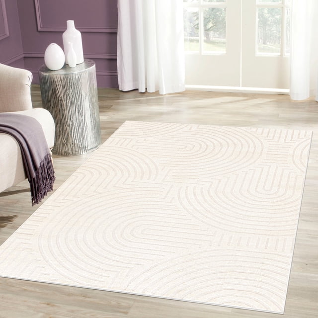 LaDole Rugs 4x6 ft Modern Premium Area Rug | Contemporary Small Carpet For Bedroom, Living Room, Kitchen, Entry Way, Indoor Floor Décor | Beige Cream