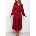 thumbnail image 4 of Robe Maxi de Soirée Décontractée pour Femme, Bohème, à Imprimé Léopard, à Volants, à Manches Longues, à Col en V, Fluide, 4 of 6