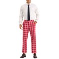 thumbnail image 2 of INSPIRE CHIC Plaid Pattern Pants for Men's Slim Fit Flat Front Work Office Checked Trousers Red 38, 2 of 4