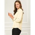 thumbnail image 4 of INSPIRE CHIC Women's Keyhole Stand Collar Pleated Back Button Blouse Tops, 4 of 6