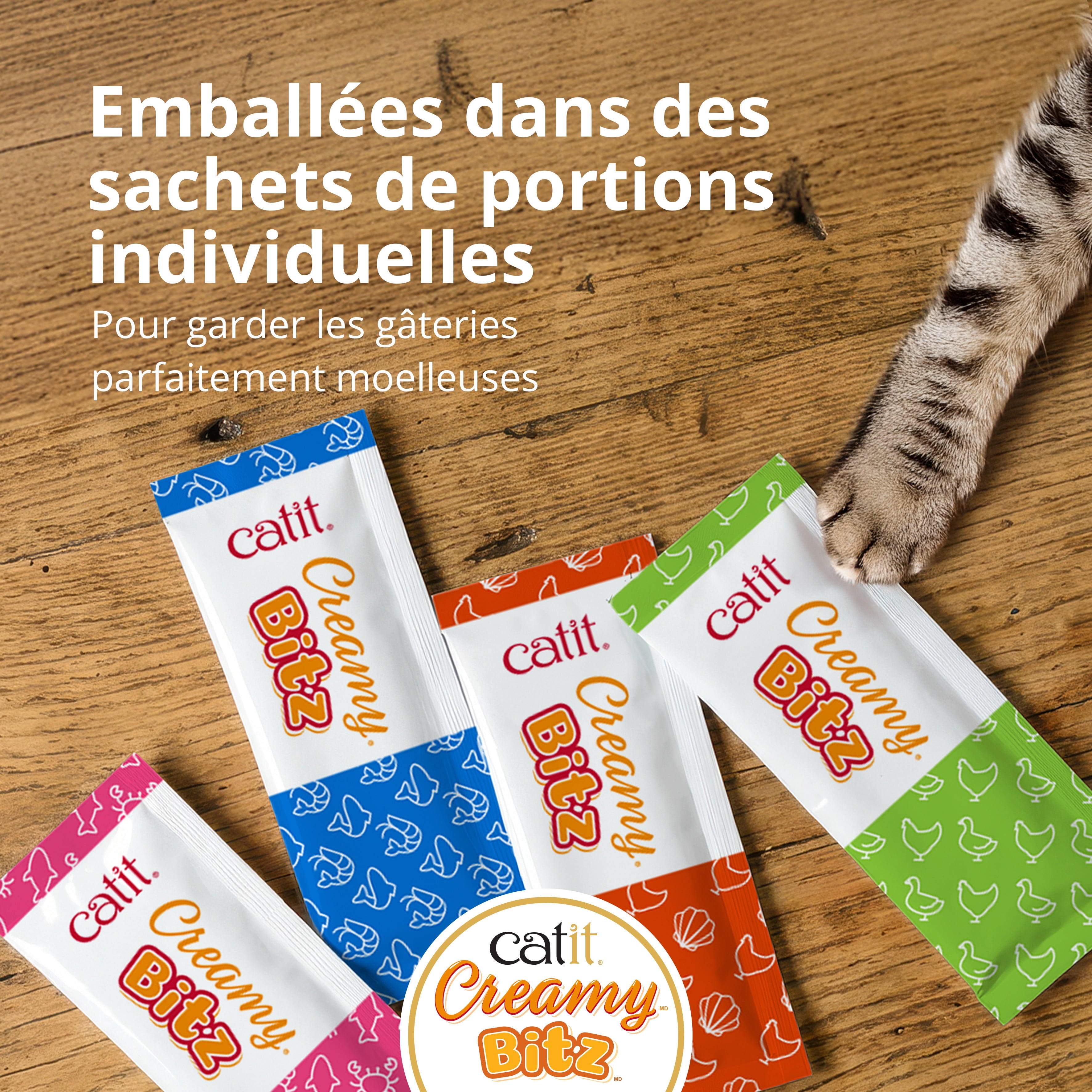 Gâteries pour chats Catit Creamy Bitz, recettes au poulet et canard, 48 G