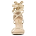 thumbnail image 2 of BLISSFUL STEP Women's Solid Color Strap Block Heel Lace up Sandals, 2 of 7
