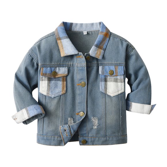 Kids Boys Jacket Button Down Kid Casual Jacket Blue Jean Jacket Girls 6-7 Years Jean Jacket Girls