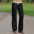 thumbnail image 2 of Timegard Pants for Women Low Waisted Drawstring Cinch Bottom Straight Leg Outdoor Cargo Pants with Pockets, 2 of 7