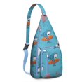 thumbnail image 1 of Cute Cartoon Shark Sling Backpack - Playful Underwater Shark Pattern, Lightweight & Durable (Marine Life Lover Gift), 1 of 4