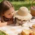 thumbnail image 4 of Pet Mini Sun Hat Straw Hat For Cats Dogs Sun Protection Breathable Adjustable Gentle Chin Strap For Small Pets Beach Trips Backyard Play Park Visits Photoshoots Birthdays Gifts For Pet Lovers, 4 of 7
