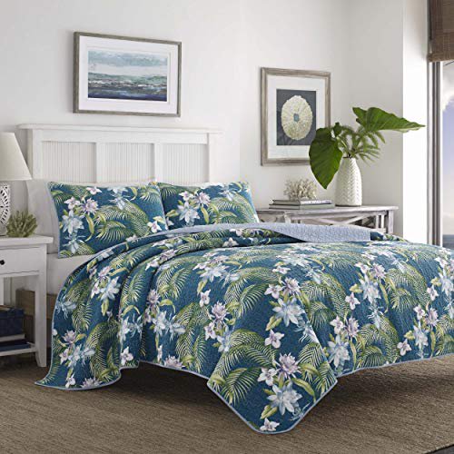 Tommy Bahama Southern Breeze Ensemble de Courtepointe, Très Grand Lit, Bleu Foncé