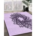 thumbnail image 3 of Ahgly Company Tapis d'Intérieur Ronds Lavables à la Machine, Style Transitionnel, Fleur Violette Violette, Tapis de Zone, 6 Pieds Rond, 3 of 7