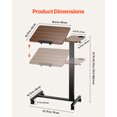 thumbnail image 3 of VEVOR Table de Surlit Mobile Bureau Latéral avec Roulettes de Bureau Rabattable et Porte-Gobelet, 3 of 9
