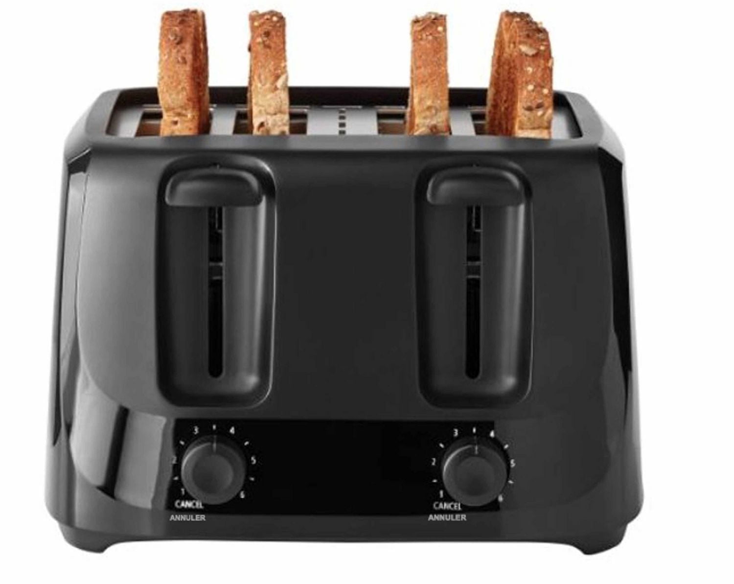 Mainstays 4-Slice Toaster Black with 6 Shade Settings and Removable Crumb Tray