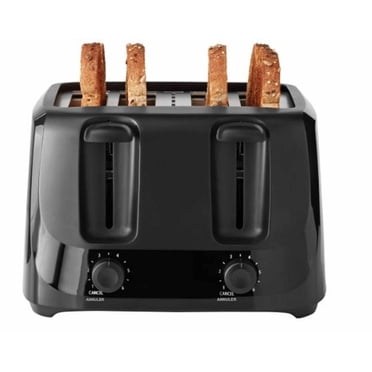 Mainstays 4-Slice Toaster Black with 6 Shade Settings and Removable Crumb Tray