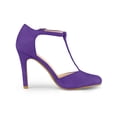 thumbnail image 3 of BLISSFUL STEP Chaussures pour Femmes Bout Rond Talon Aiguille Sandales à Bride en T Violet 9, 3 of 7