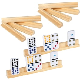 PW TOOLS Porte-Dominos en Bois | 4 Supports en Bois Massif Naturel | Domino Racks Set Plateaux pour Domino Game, Mexican Train, Mahjong (Dominos Non Inclus