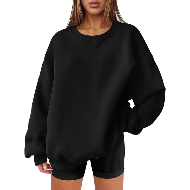 Jamicy Chandails pour Femmes 2025 Nouvelle Mode Surdimensionné en Molleton Col Rond Chandail à Capuche Décontracté Confortable Mode Automne 2025 Chandail Basique
