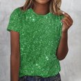 thumbnail image 2 of Amzcrzy Hauts pour Femmes T-Shirts Décontractés à Manches Courtes Hauts d'Été Mode Col Rond Hauts à Sequins pour Femmes Confort Polyvalent Hauts de Sortie Blouses, 2 of 4