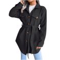 thumbnail image 1 of IROINID Women's Mid-Length Woolen Jacket Solid Color Long Sleeve Comfy Autumn And Winter Single-breasted Woolen Coat, Black, 1 of 6
