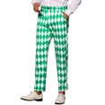 thumbnail image 4 of INSPIRE CHIC Pantalon Imprimé Argyle pour Homme Coupe Régulière devant Plat Pantalon Habillé 38 Vert Blanc, 4 of 5