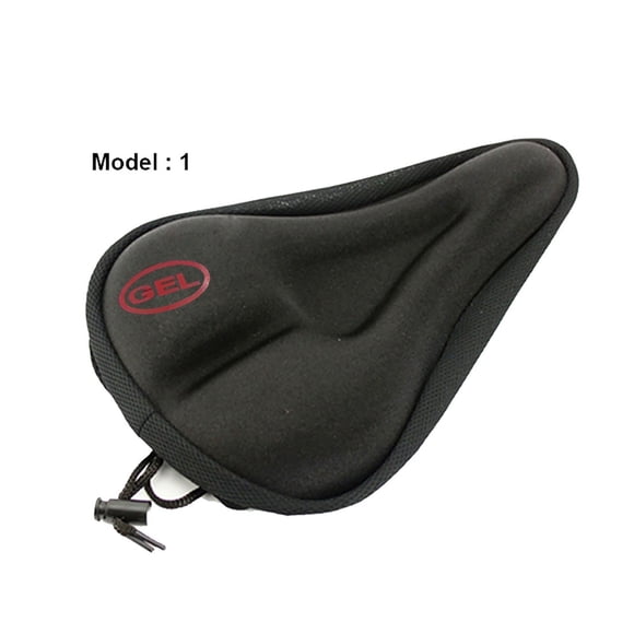 Extra Comfort Gel Pad Bike Seat Cover, Staron Soft Cushion Saddle Protector Universal Fit, Exercise Bike Accessory for Gym Spinning Class with Drawstring Cord, Black