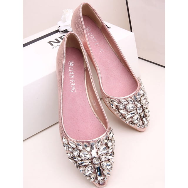 Chaussures Plates Décontractées pour Femmes, Sauvages, à Paillettes, Confortables, à Bout Pointu