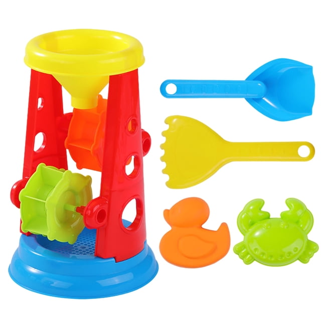 TIELUTT Sand Water Wheel Beach Toy Kids Beach Sandbox Play Set Outdoor Beach Sand Water Sifting Funnel Shovel Pool Game Pool Decorations Kids outside with Wheels Toddler Shovel Desk Sandbox with Rake