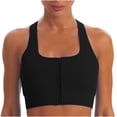 thumbnail image 2 of ylioge Sports Bras for Women Front Closure Zipper High-Impact Ribbed Wireless Push-Up Stretchy Racerback Solid Comfort Workout Underwear Bralettes, 2 of 4