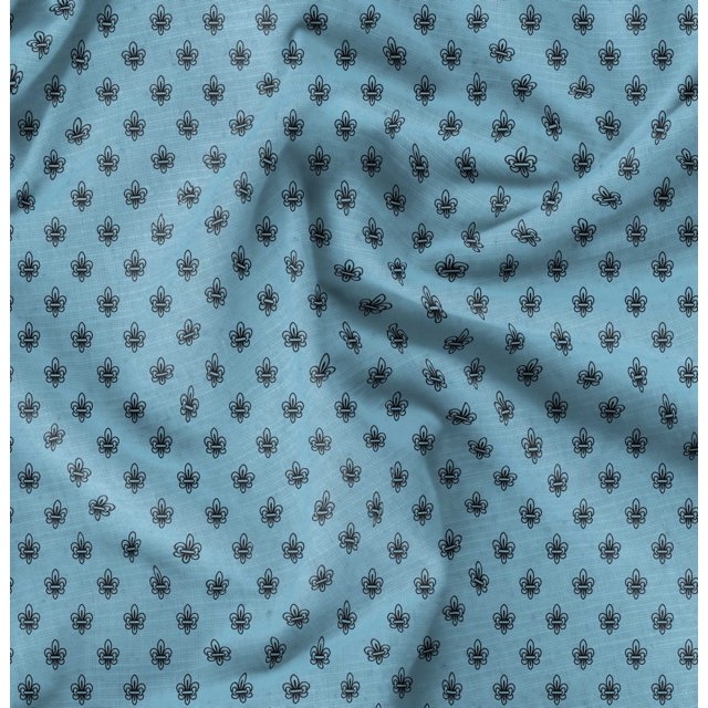 Soimoi Blue Poly Georgette Fabric Fleur_de_lis Damask Print Fabric by the Yard 42 Inch Wide