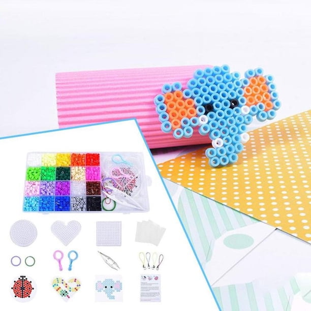 Perles à Repasser 5mm, 7300 Pcs 24 Couleurs Kit de Fusible Perles Bricolage Enfa