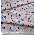 thumbnail image 2 of Soimoi Velvet Fabric Planet,Rocket & Astronaut Animals Cartoon Print Fabric by Yard 58 Inch Wide, 2 of 3