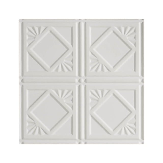 Fasade Easy Installation Traditional 4 Matte White Glue Up Ceiling Tile/ Ceiling Panel (12" X 12" Sample)