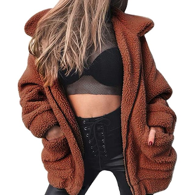 Veste Longue à Manches Longues en Fausse Fourrure pour Femmes, Parka Aguichant d'Hiver