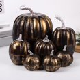 thumbnail image 2 of 7 Pcs Citrouilles Artificielles Dorées Assorties Citrouilles Rustiques Décoratives en Fausse Mousse pour Halloween Automne Action de Grâce Centre de Table Manteau Cuisine (7 Pcs), 2 of 4