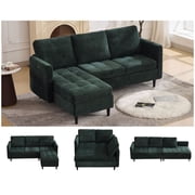 77.6" 4-in-1 L-Shaped Sectional Sleeper Sofa, Chenille Modular Couch with Storage Chaise, Usb/Type-C Ports & Side Pocket, Dark Green