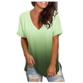 thumbnail image 1 of Mode Décontractée pour Femmes T-shirt Dégradé Col en V Manches Courtes Ample, 1 of 9