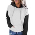 thumbnail image 1 of MeetoTime Women's Color Block Hoodie Fall Fleece Long Sleeve Crew Neck Oversized Hooded Sweatshirt Pullover Tops, 1 of 6