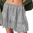 thumbnail image 2 of Miqool Womens Lace Mini Skirt Low Rise Pleated Ruffle Half Slip Skirt Layered Flowy Short Skirt Streetwear, 2 of 6