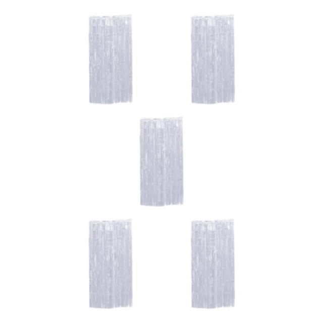 Ruiboury Vibrant Foil Curtain Exquisite Craft And Wide Application For Stunning Silver 3*1m 5Set