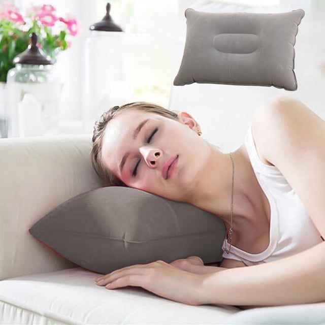 Cagogo Inflatable Pillow, Plush Rectangular Napping Pillow for AdultsKids, Portable Travel Camping Cushion, Lightweight Compact Inflatable Pillow for Office Car Airplane Nap