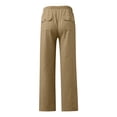 thumbnail image 4 of Weiqiqre Mens Pants New Linen Pants Drawstring Elastic Solid Color Loose Casual Trousers Lightweight Slight Stretch, and Regular Fit for All-Season Going Out, 4 of 5