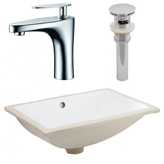 American Imaginations 20.75-in. W CSA Rectangle Bathroom Undermount Sink Set In White - Chrome Hardware - Overflow Drain Incl. AI-27118