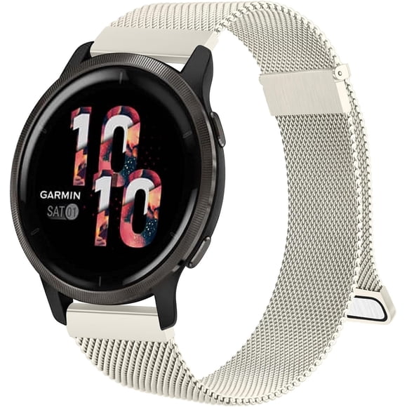 REQO bands Compatible with Garmin Vivoactive 4 Band, Garmin Venu 2 / Venu 3 Band for Women Men,Metal Stainless Steel Mesh Wristband Strap for Garmin Forerunner 745/265/255/255 Music SmartWatch