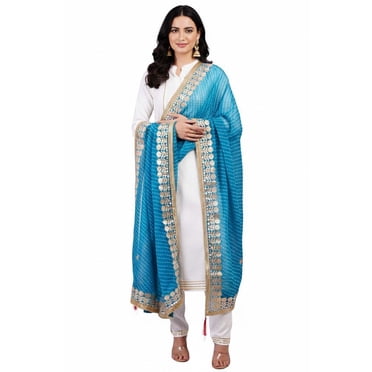 DWEEP SARA Women’s Ethnic Party & Festive Wear Festive Special Blue Dupatta