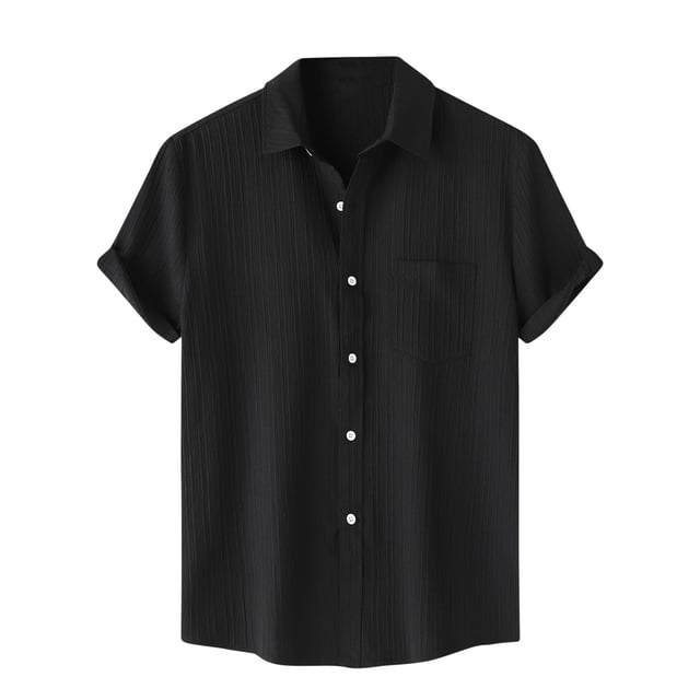 Lolmot Chemise Décontractée pour Homme Unie à Col Rabattu à Manches Courtes avec Fermeture à Boutons Blouse Hawaïenne