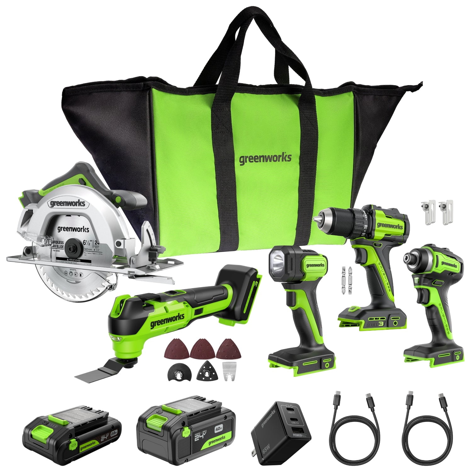 Greenworks 24V 5 PCS Power Tool Combo Kit