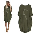 thumbnail image 2 of Robe Chandail pour Femmes, Coupe Ample, Imprimé Chat, Manches Courtes, Été, avec Poche, Mini Robe de Plage pour Femmes 2022, 2 of 5