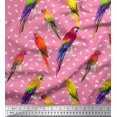 thumbnail image 3 of Soimoi Pink Poly Georgette Fabric Macaw Parrot Bird Print Fabric by the Yard 42 Inch Wide, 3 of 3